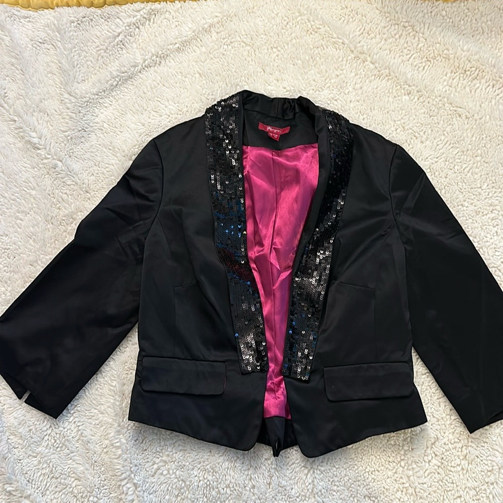 Monsoon tuxedo style cropped sequin jacket